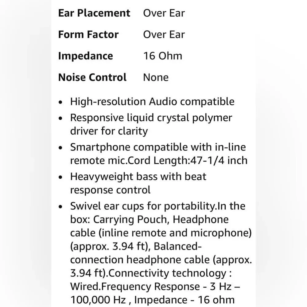 Sony MDR1AM2 Wired High Resolution Audio Black Overhead Over Ear Headphones.